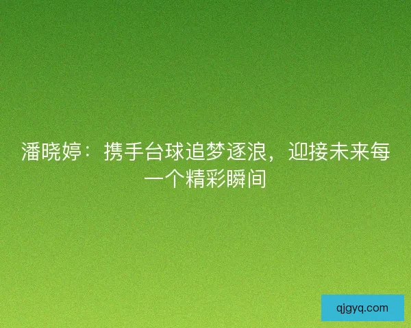 潘晓婷：携手台球追梦逐浪，迎接未来每一个精彩瞬间